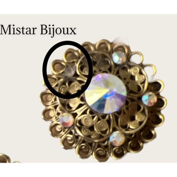 Vintage Mistar Bijoux Clip on Rhinestone Earrings - Read - Picture 2 of 10